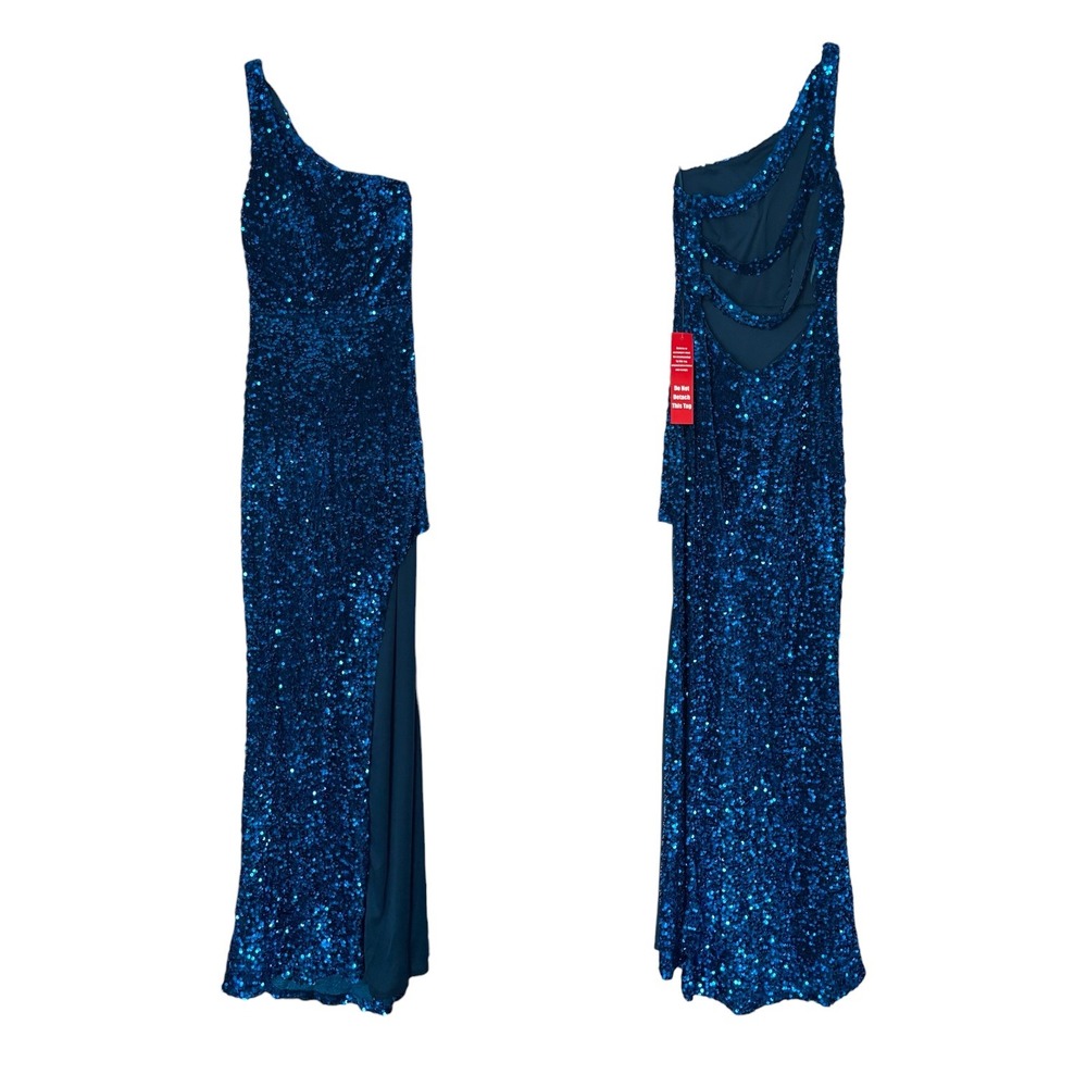 Crystal Doll NWT Velvet‎ Sequin One Shoulder Gown